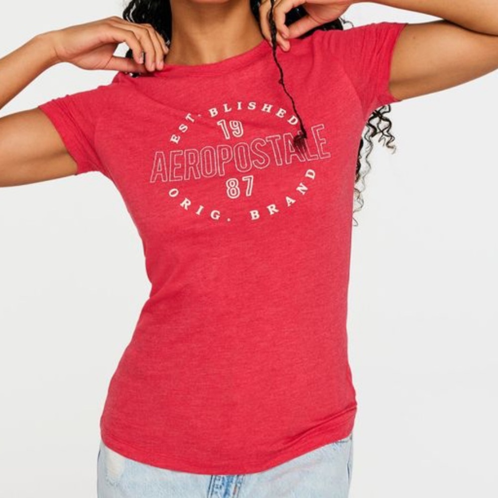Aeropostale Circle Glitter Graphic Tee